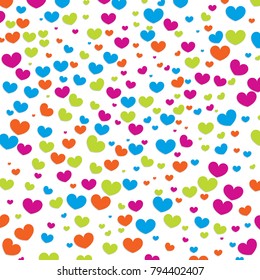 Hearts Design Background. Greeting Card Valentine Day. Vector illustration. Falling Confetti.