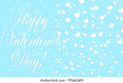 Hearts Design Background. Greeting Card Valentine Day. Vector illustration. Falling Confetti.