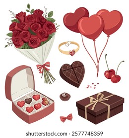 Hearts and design elements for Valentine's Day