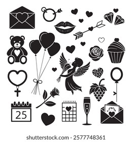 Hearts and design elements for Valentine's Day