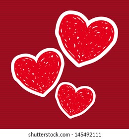 hearts design over red background vector illustration