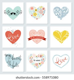 Hearts design set. Vector illustration.