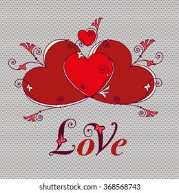 Hearts for design template. Valentines day card, love message. Vector illustration