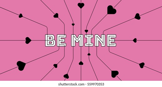 Hearts destination. Pink background.