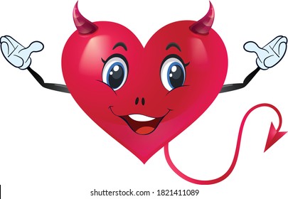 Hearts Devil cartoon vector art and illustration