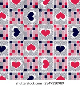 Hearts and Diagonal lines and  pattern in dashed frames