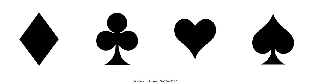 hearts, diamonds, spades and crosses, icon, set of symbols, playing cards