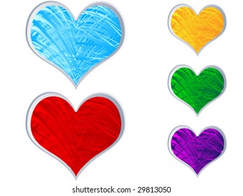 Herzen in verschiedenen Farben, Vektorgrafik