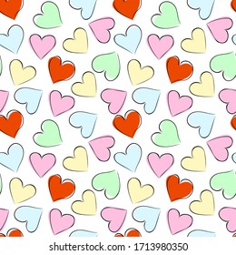 Hearts of different colors.Vector illustration.