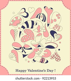 Hearts of different forms – postcard (pink-blue)