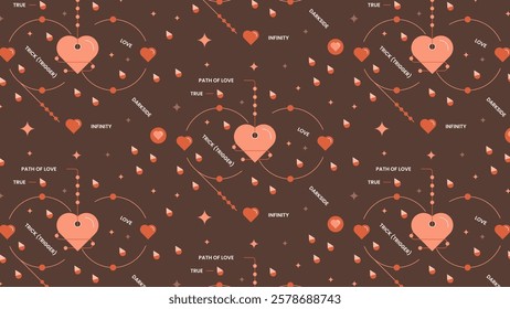 Hearts with different meanings pattern design. 