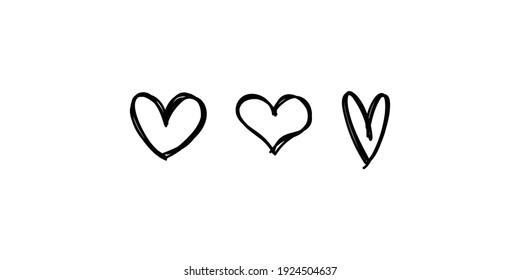 Hearts doodle collection. Hand drawn valentine's day heart icons. Love design elements.