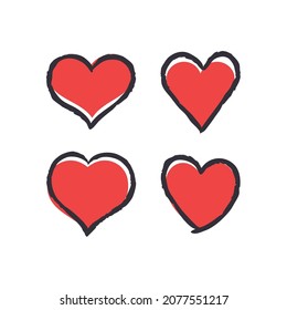 Hearts doodle collection. Heart illustrations. Hand drawn valentine's day romance symbol.