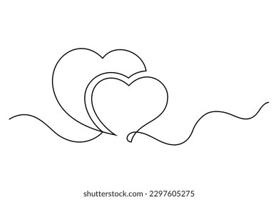 Doodle cardíaco. Colores de línea continua aislados sobre fondo blanco. Ilustración del vector