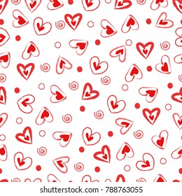 hearts doodle. seamless pattern