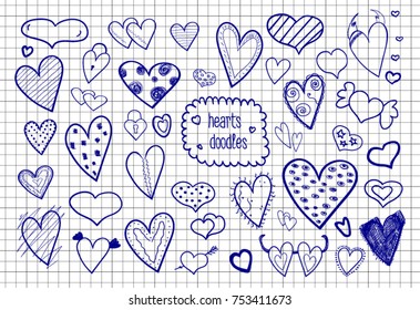 Hearts doodle set