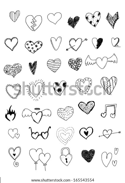 Hearts Doodles Stock Vector (Royalty Free) 165543554