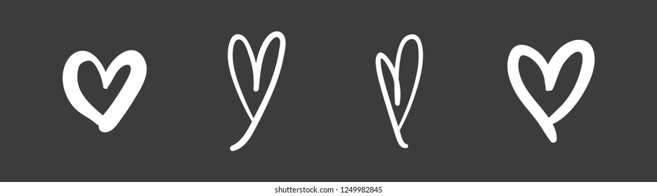 Hearts doodles, hand drawn valentine's symbol