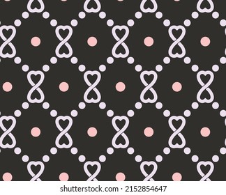 Abstrakte, geometrische Minimal-Design-Modedesign-Farbtöne für die Kopfdots-Kette, nahtlose Muster, perfekt für die Lingerie-Gestaltung, dunkelgrauer Hintergrund