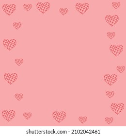 hearts with dots and lines on red background