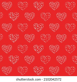 hearts with dots and lines on red background