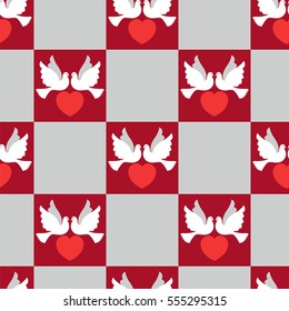 Hearts and doves seamless pattern. Valentine's day. Vector