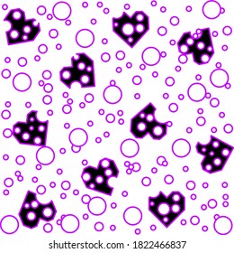 hearts drawn along a line with bubbles inside and outside.