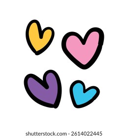 hearts easter day doodle vector illustration hand drawn cartoon