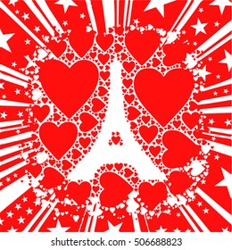 hearts with eiffel tower illustration