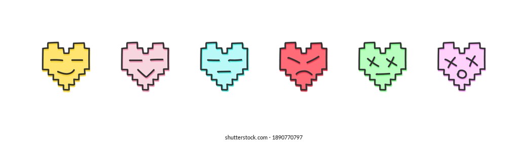 Hearts Emoji. Doodle Heart On Transparent Background. Flat Style. Vector Illustration