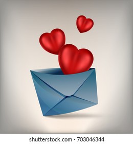 hearts and envelop
