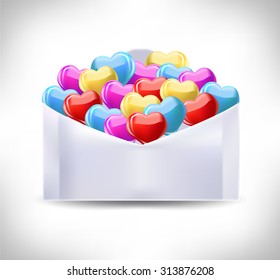 hearts in envelope