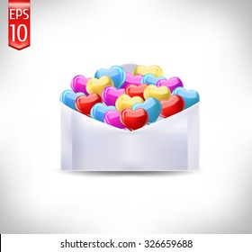 hearts in envelope