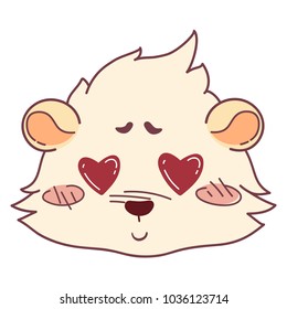 ?avy with hearts in the eyes - emoji love and flirts. Cartoon guinea pig, color head, In love emoticon,  isolated on transparent background 

