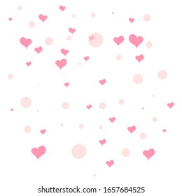 Hearts Falling Background. St. Valentine s Day. Romantic Scattered Hearts Texture. Love. Light Bokhe