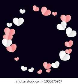 Hearts Falling Background. St. Valentine's Day pattern.   Romantic Scattered Hearts Wallpaper. Love. Sweet Moment. Vector Illustration.

 Design for Weddings, Anniversary, Mother's Day. 
