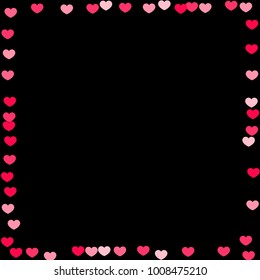 Hearts Falling Background. St. Valentine's Day pattern.   Romantic Scattered Hearts Texture. Love. Sweet Moment. Vector Illustration.  Element of Design for Cards, Banners, Posters, Flyers. 
