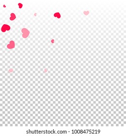 Hearts Falling Background. St. Valentine's Day pattern.   Romantic Scattered Hearts Texture. Love. Sweet Moment. Vector Illustration.  Element of Design for Cards, Banners, Posters, Flyers. 
