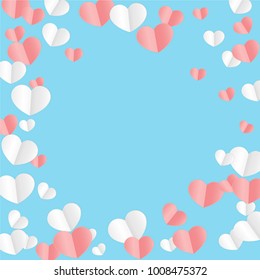 Hearts Falling Background. St. Valentine's Day pattern.   Romantic Scattered Hearts Wallpaper. Love. Sweet Moment. Vector Illustration.

 Element of Design for Cards, Banners, Posters, Flyers. 
