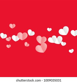 Hearts Falling Background. St. Valentine's Day pattern.   Romantic Scattered Hearts Design Element. Love. Sweet Moment. Vector Illustration.

 Element of Design for Cards, Banners, Posters, Flyers. 
