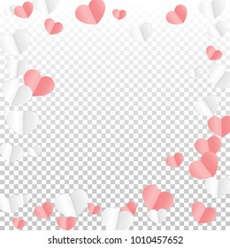 Hearts Falling Background. St. Valentine's Day pattern.   Romantic Scattered Hearts Texture. Love. Sweet Moment. Vector Illustration.

 Element of Design for Cards, Banners, Posters, Flyers. 
