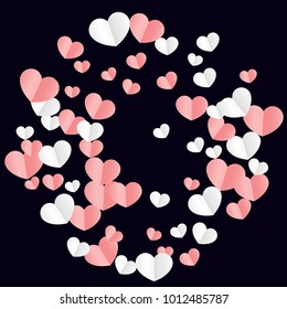 Hearts Falling Background. St. Valentine's Day pattern.   Romantic Scattered Hearts Design Element. Love. Sweet Moment. Vector Illustration.

 Design for Weddings, Anniversary, Mother's Day. 
