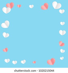 Hearts Falling Background. St. Valentine's Day pattern.   Romantic Scattered Hearts Wallpaper. Love. Sweet Moment. Vector Illustration.

 Design for Weddings, Anniversary, Mother's Day. 
