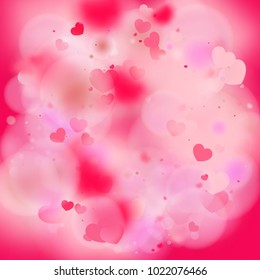 Hearts Falling Background. St. Valentine's Day pattern.   Romantic Scattered Hearts Wallpaper. Love. Light, Bokhe, Magic Clouds, Moments.

 Design for Weddings, Anniversary, Mother's Day. 
