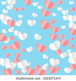 Hearts Falling Background. St. Valentine's Day pattern.   Romantic Scattered Hearts Texture. Love. Sweet Moment. Vector Illustration.

 Design for Weddings, Anniversary, Mother's Day. 
