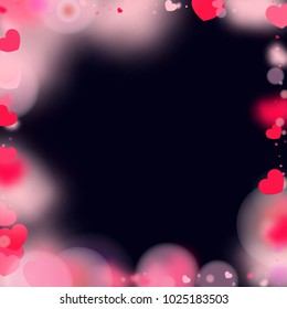 Hearts Falling Background. St. Valentine's Day pattern.   Romantic Scattered Hearts Texture. Love. Light, Bokhe, Magic Clouds, Moments.

 Design for Weddings, Anniversary, Mother's Day. 
