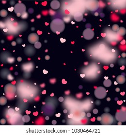 Hearts Falling Background. St. Valentine's Day pattern.   Romantic Scattered Hearts Texture. Love. Light, Bokhe, Magic Clouds, Moments.

 Design for Weddings, Anniversary, Mother's Day. 
