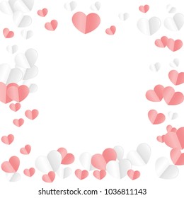 Hearts Falling Background. St. Valentine's Day pattern.   Romantic Scattered Hearts Wallpaper. Love. Sweet Moment. Vector Illustration.

 Element of Design for Cards, Banners, Posters, Flyers. 
