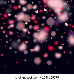 Hearts Falling Background. St. Valentine's Day pattern.   Romantic Scattered Hearts Wallpaper. Love. Light, Bokhe, Magic Clouds, Moments.

 Element of Design for Cards, Banners, Posters, Flyers. 
