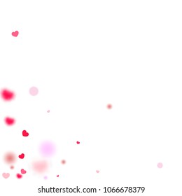 Hearts Falling Background. St. Valentine's Day pattern.   Romantic Scattered Hearts Design Element. Love. Light, Bokeh, Magic Clouds, Moments. Design for Weddings, Anniversary, Mother's Day. 
